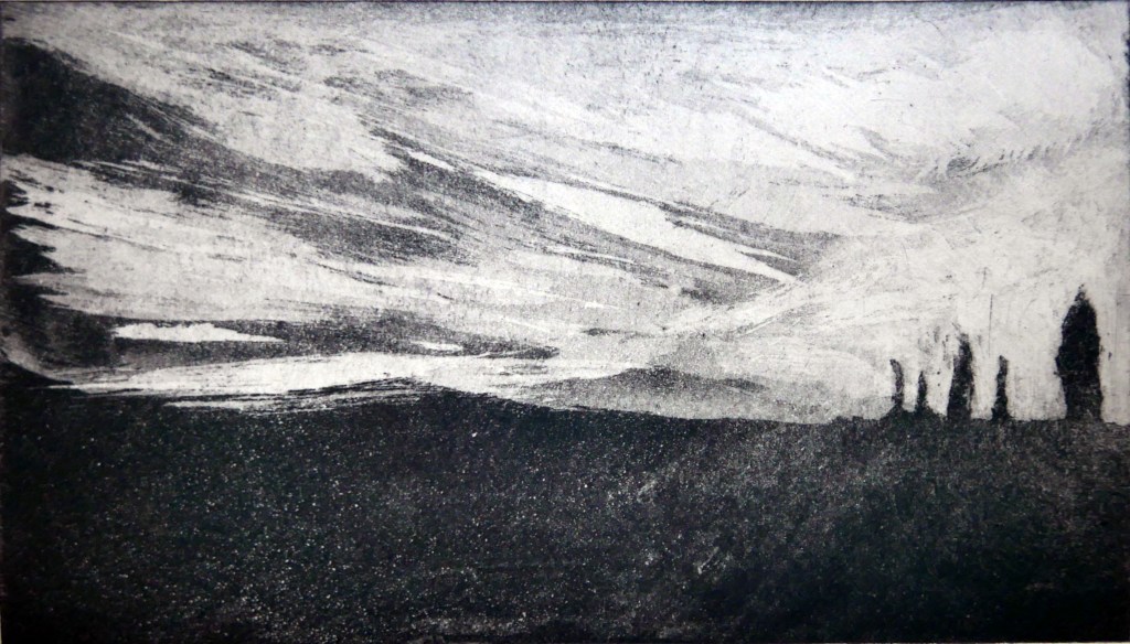 Brodgar, white ground etchng